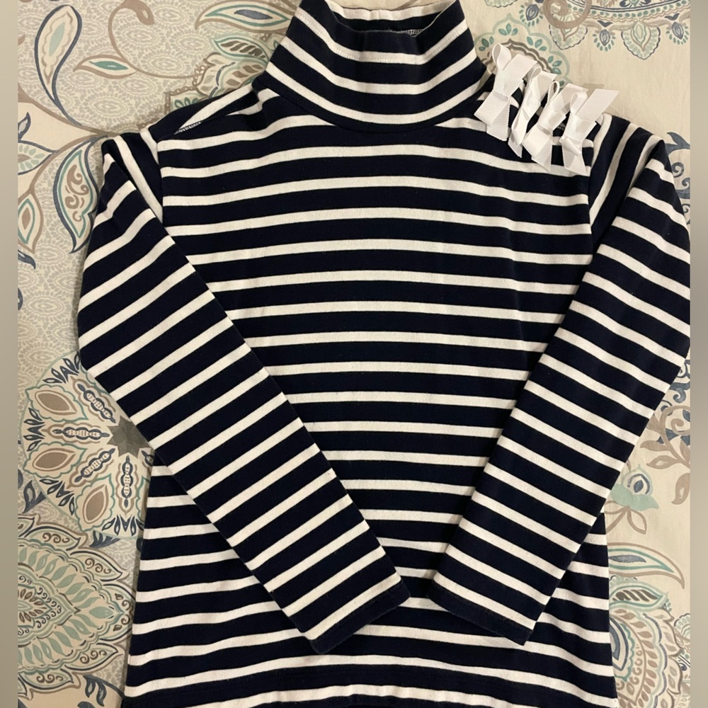 GUC Jcrew Crewcuts Girls Navy and White Mockneck Pullover Size 14